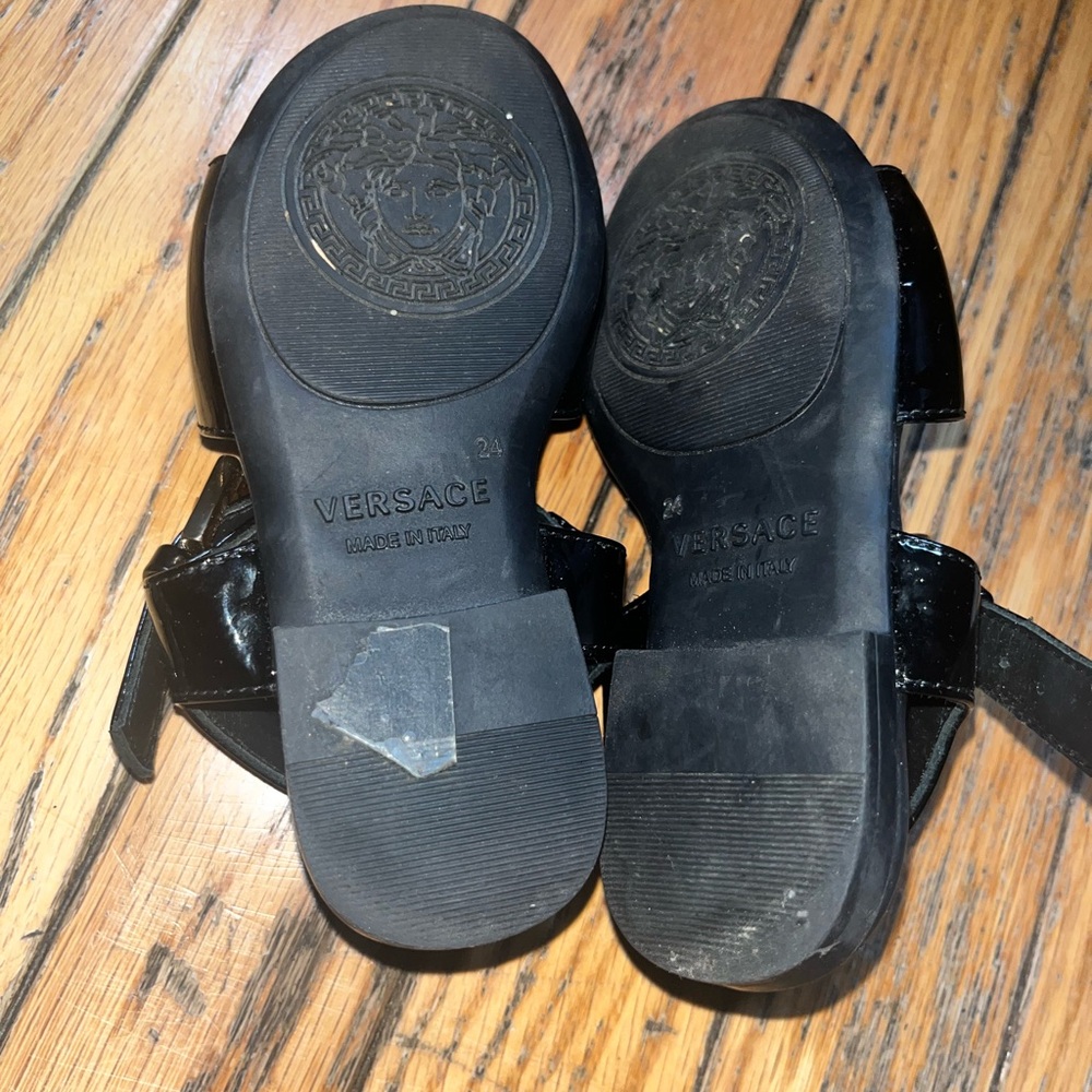 Versace Black Leather Sandals